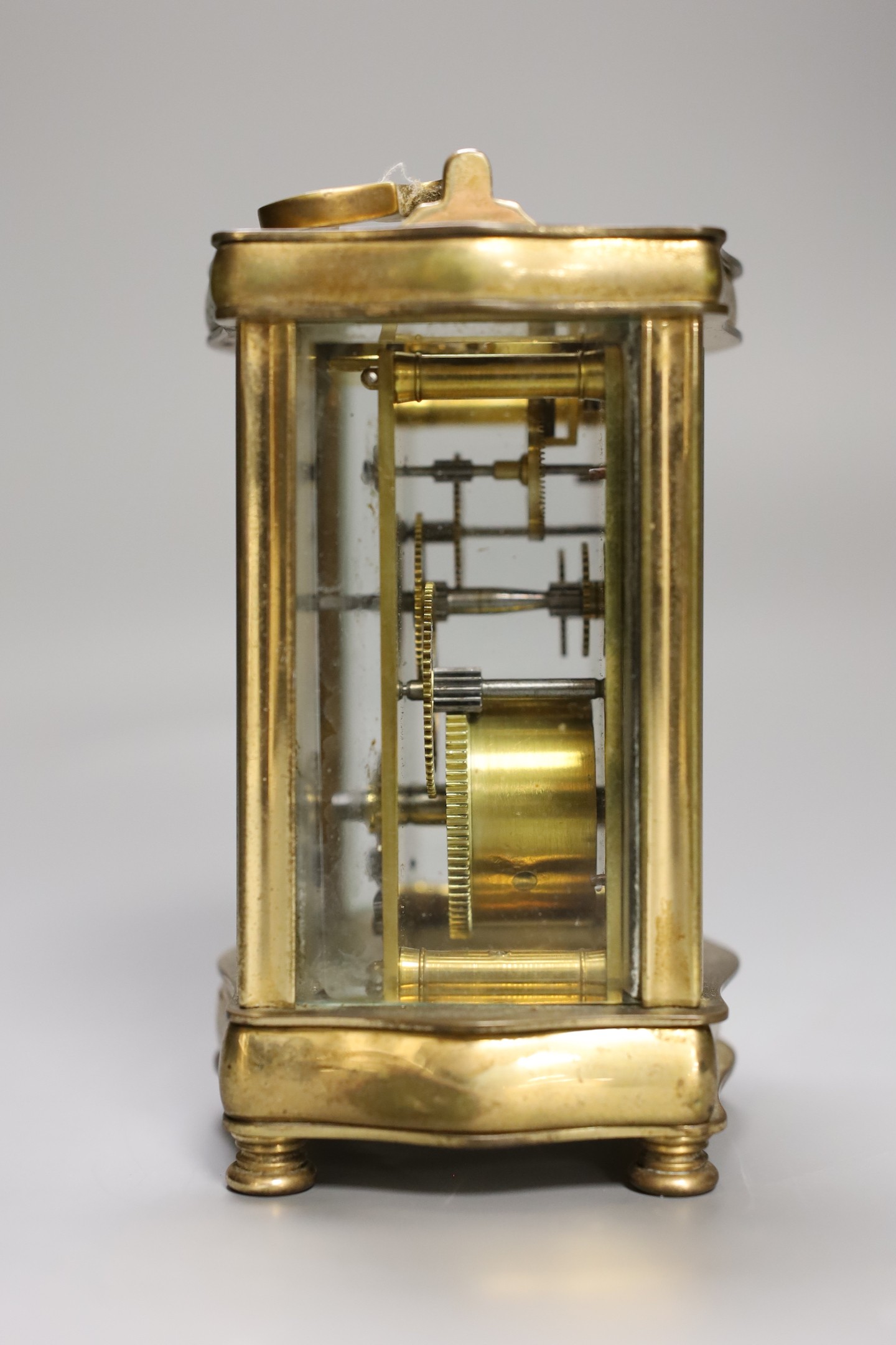 A Steward & Co brass cased carriage timepiece, 13cm